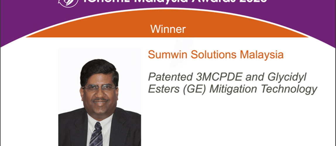 Sumwin Solutions triumphs in the palm oil category at IChemE Malaysia Awards 2020