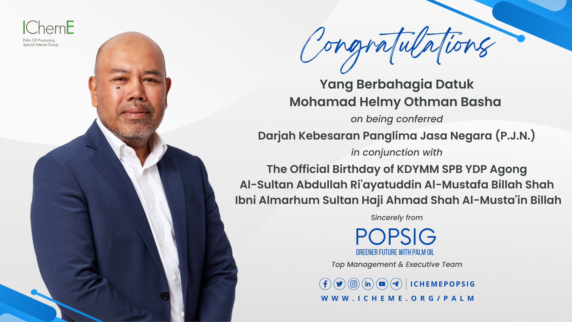 Congratulatory Note to YBhg Datuk Mohamad Helmy Othman Basha