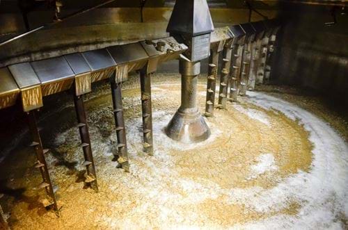 The inside of a mash tun used to make whisky