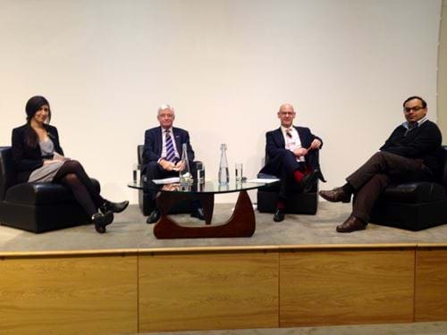 (L-R): Yasmin Ali; Geoff Maitland; IChemE's director of policy, Andy Furlong; and Dr. Tarit Mukhopadhyay at the Chemical Engineers and the Media event