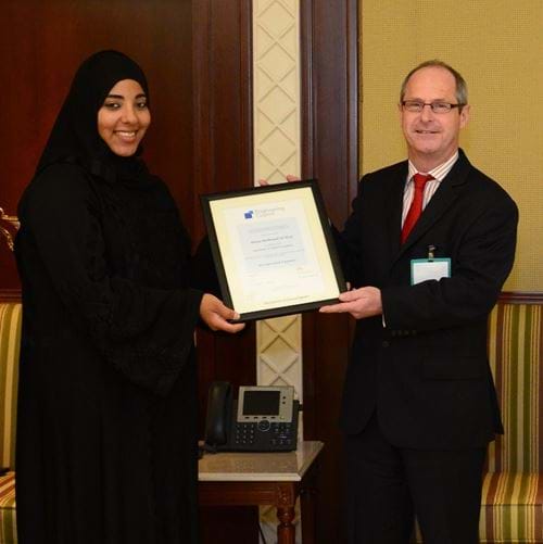 Hessa Al-Nesf with Neil Atkinson, IChemE director of qualifications and international development
